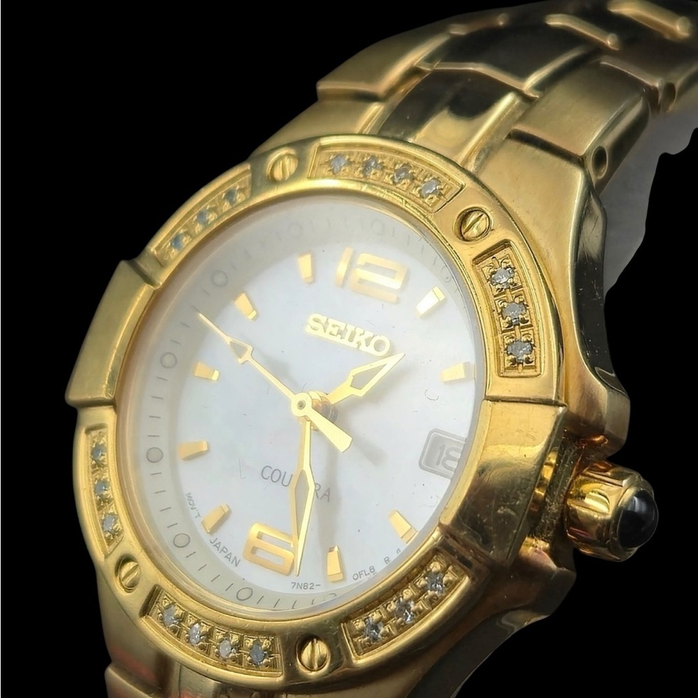 Seiko Coutura Gold Women's Watch with Crystal Details - Picture 2 of 6